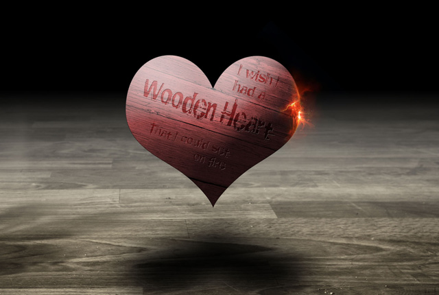 Wooden Heart Desktop Wallpaper Design